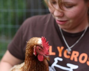 Sharon with chicken Sharon Oakley